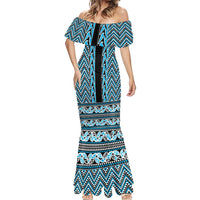 New Zealand Maori Niho Taniwha Mermaid Dress Kikorangi Mangopare and Puhoro Pattern