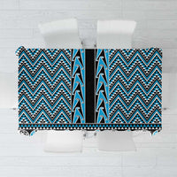 New Zealand Maori Niho Taniwha Tablecloth Kikorangi Mangopare and Puhoro Pattern LT9 Blue - Polynesian Pride
