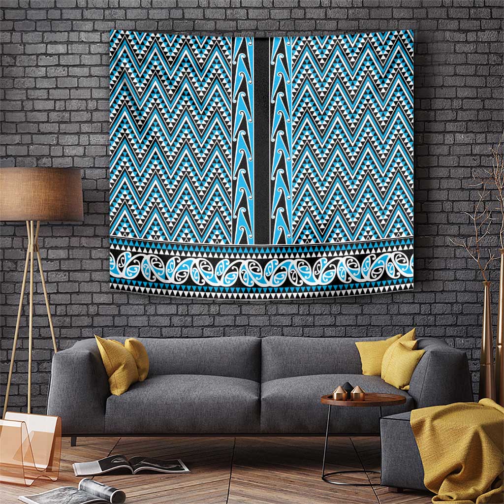 New Zealand Maori Niho Taniwha Tapestry Kikorangi Mangopare and Puhoro Pattern