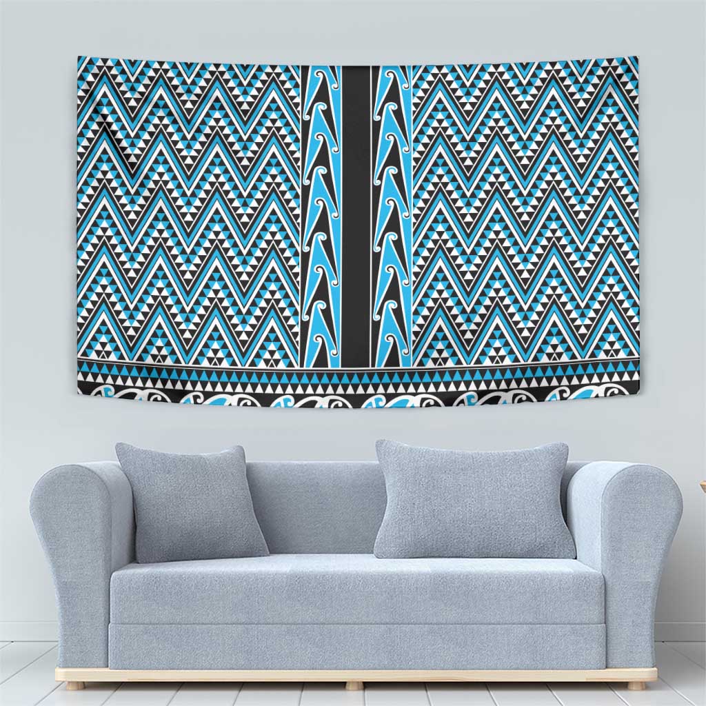 New Zealand Maori Niho Taniwha Tapestry Kikorangi Mangopare and Puhoro Pattern