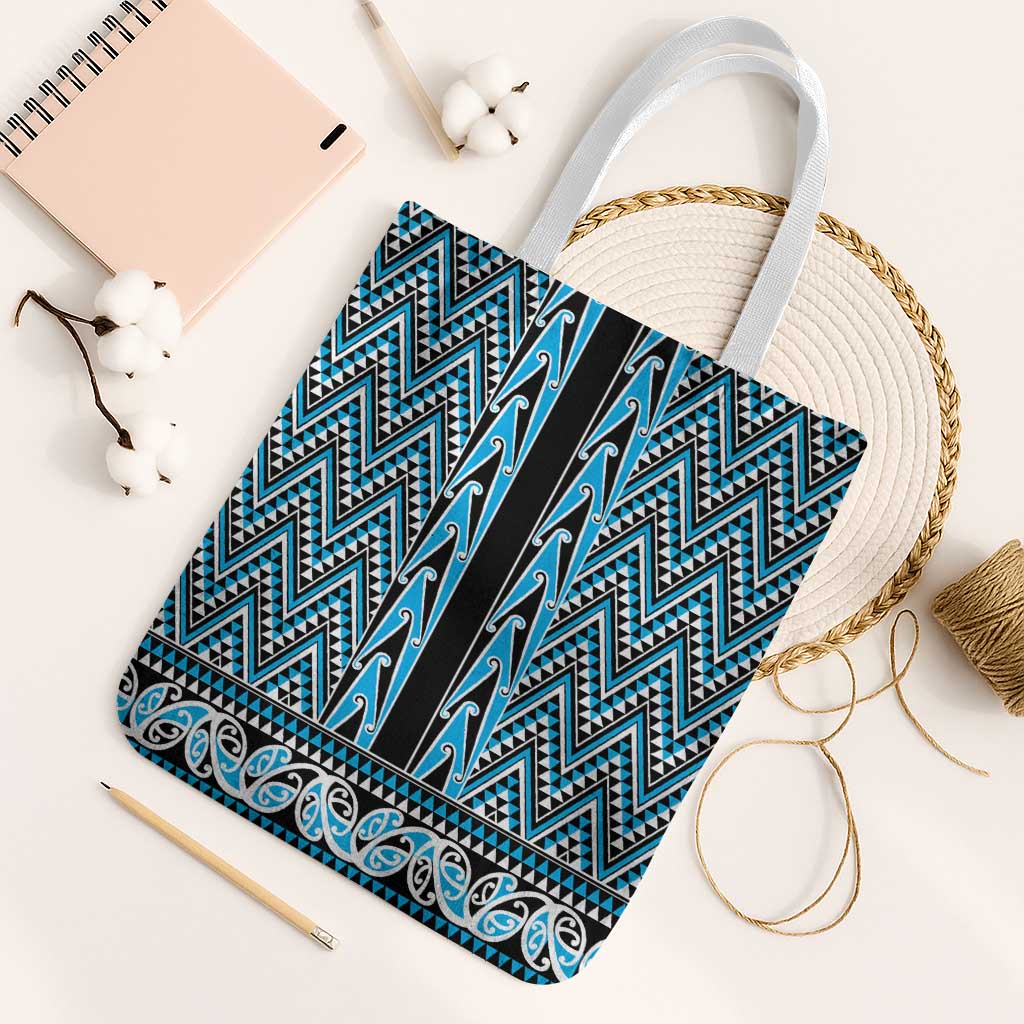 New Zealand Maori Niho Taniwha Tote Bag Kikorangi Mangopare and Puhoro Pattern - Polynesian Pride