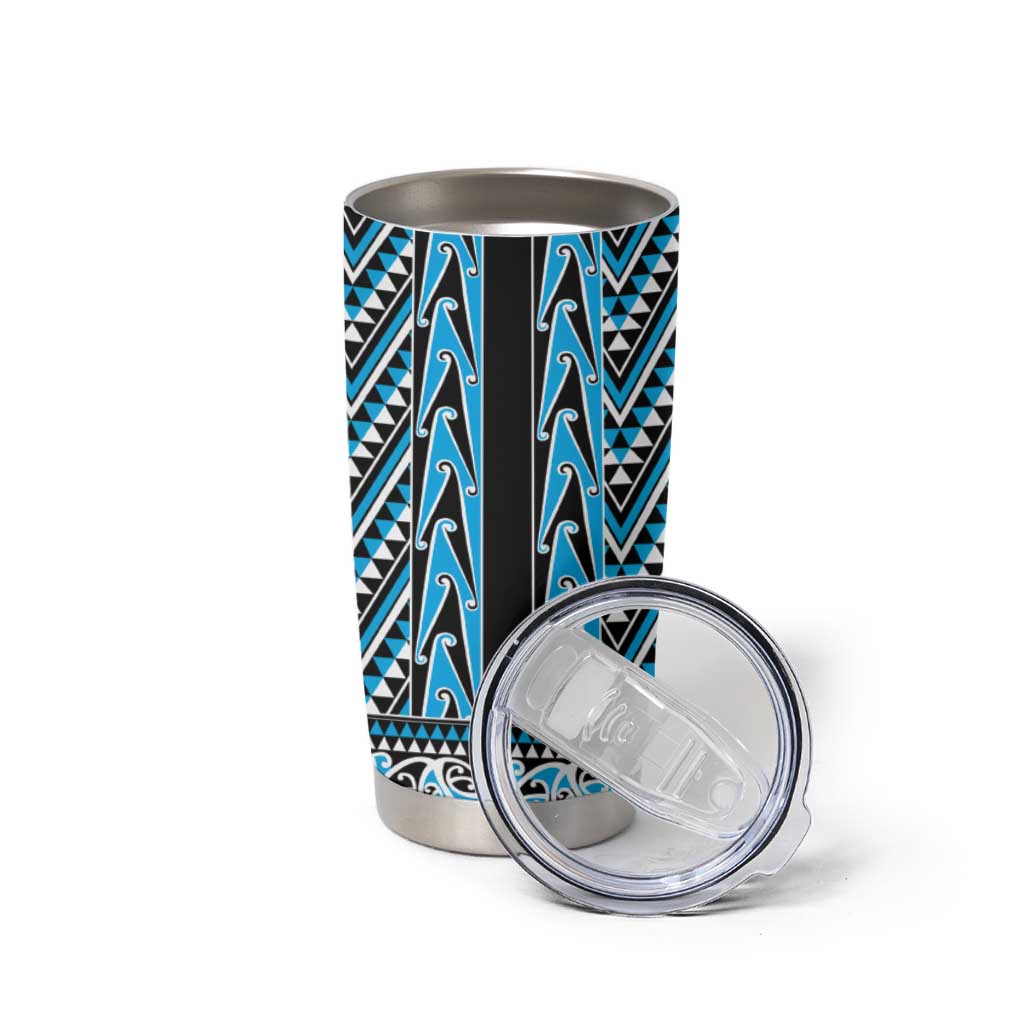 New Zealand Maori Niho Taniwha Tumbler Cup Kikorangi Mangopare and Puhoro Pattern