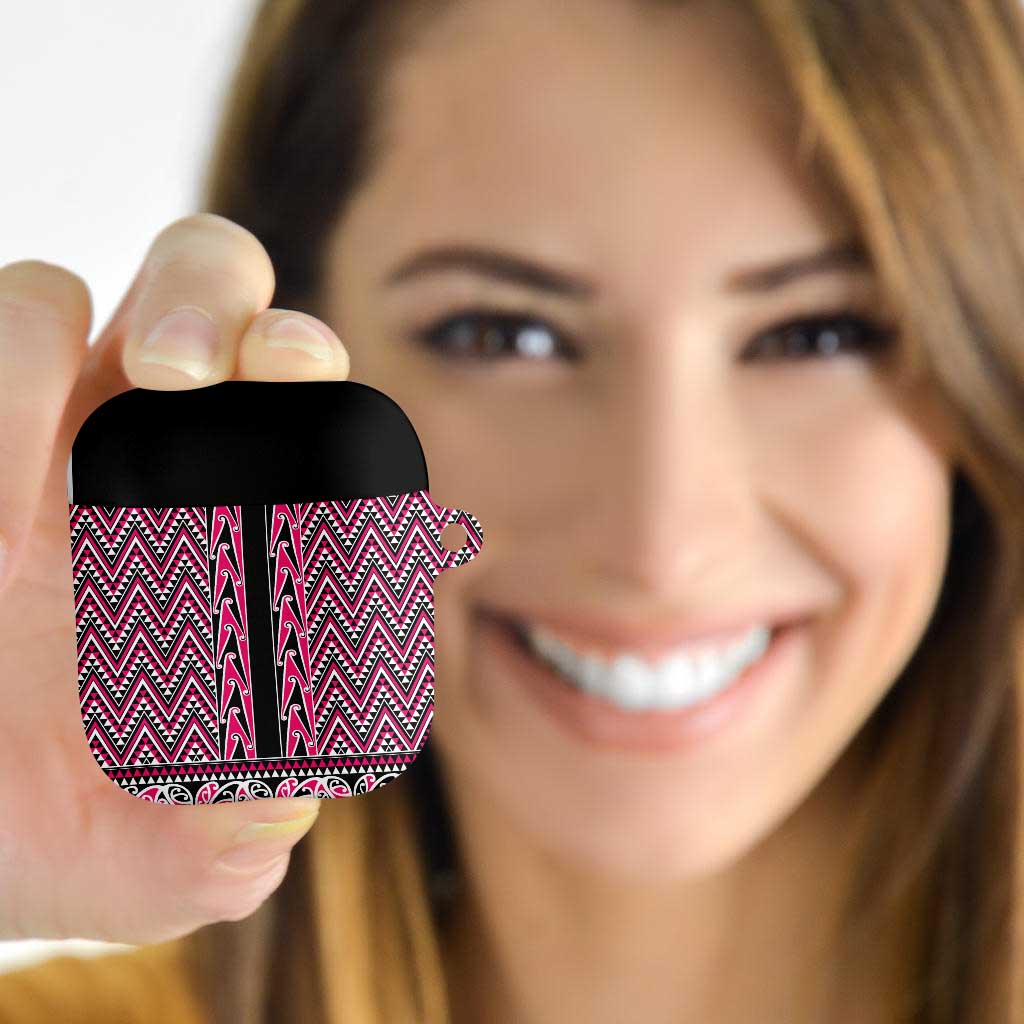 New Zealand Maori Niho Taniwha AirPods Case Mawhero Mangopare and Puhoro Pattern - Polynesian Pride