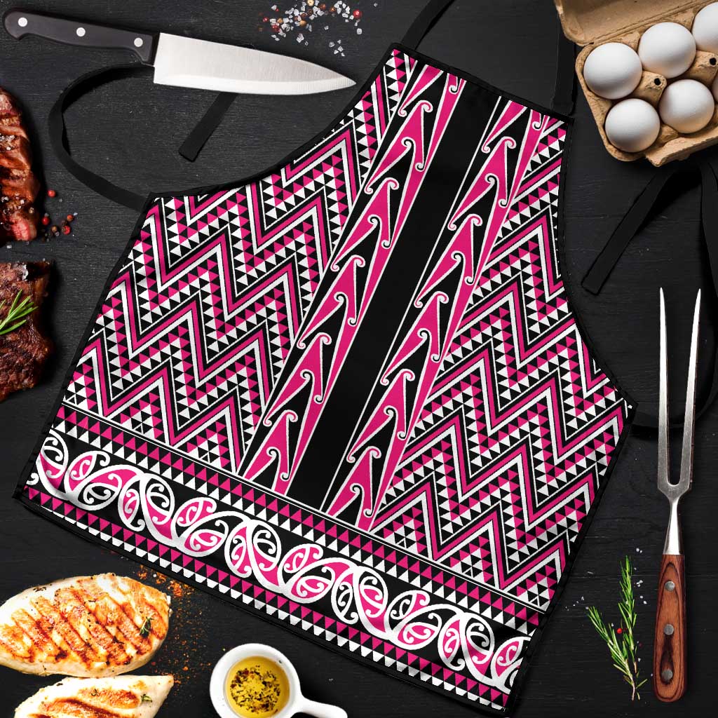 New Zealand Maori Niho Taniwha Apron Mawhero Mangopare and Puhoro Pattern LT9 Pink - Polynesian Pride