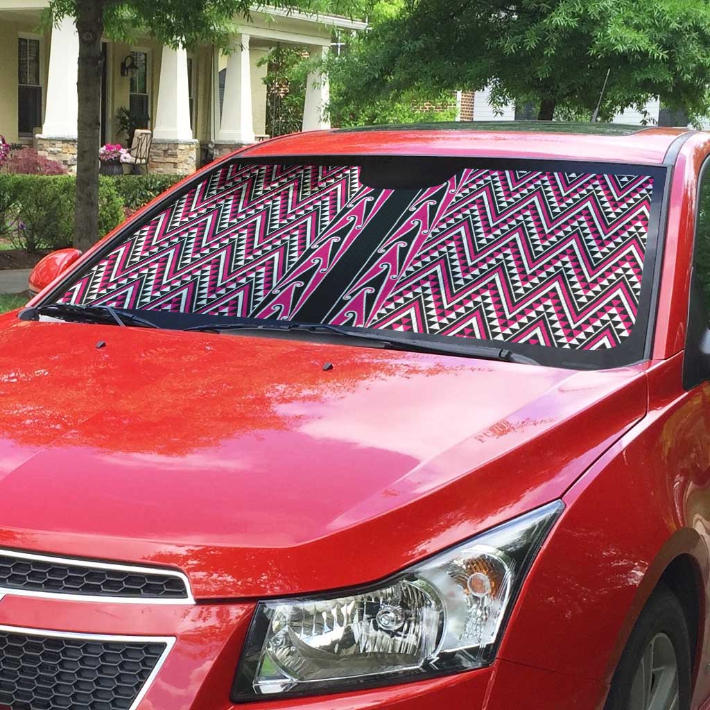 New Zealand Maori Niho Taniwha Auto Sun Shade Mawhero Mangopare and Puhoro Pattern - Polynesian Pride