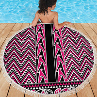 New Zealand Maori Niho Taniwha Beach Blanket Mawhero Mangopare and Puhoro Pattern
