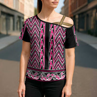 New Zealand Maori Niho Taniwha Cross Shoulder Shirt Mawhero Mangopare and Puhoro Pattern - Polynesian Pride