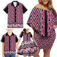 New Zealand Maori Niho Taniwha Family Matching Off Shoulder Short Dress and Hawaiian Shirt Mawhero Mangopare and Puhoro Pattern LT9 - Polynesian Pride