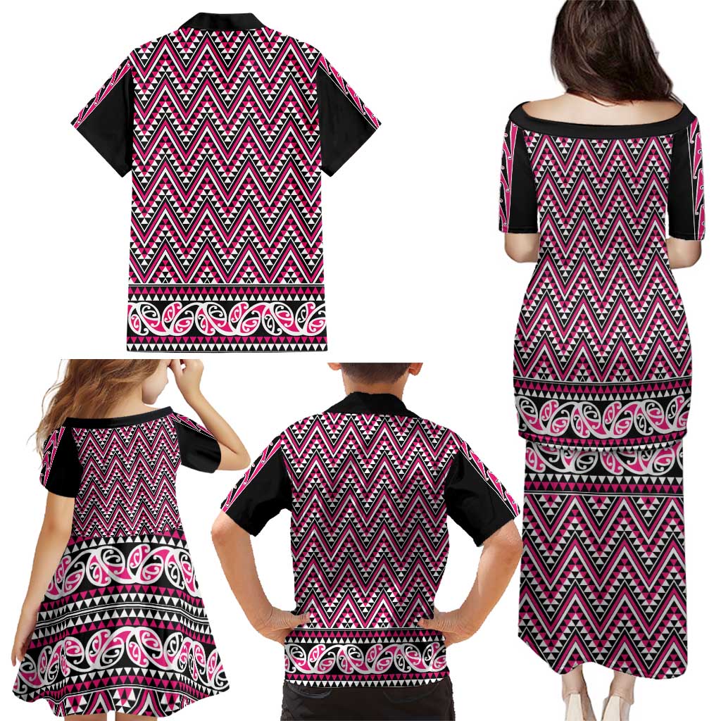 New Zealand Maori Niho Taniwha Family Matching Puletasi and Hawaiian Shirt Mawhero Mangopare and Puhoro Pattern LT9 - Polynesian Pride