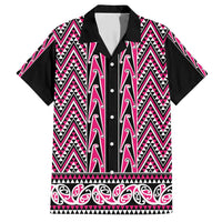 New Zealand Maori Niho Taniwha Family Matching Short Sleeve Bodycon Dress and Hawaiian Shirt Mawhero Mangopare and Puhoro Pattern LT9 Dad's Shirt - Short Sleeve Pink - Polynesian Pride