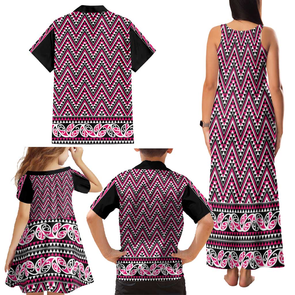 New Zealand Maori Niho Taniwha Family Matching Tank Maxi Dress and Hawaiian Shirt Mawhero Mangopare and Puhoro Pattern LT9 - Polynesian Pride