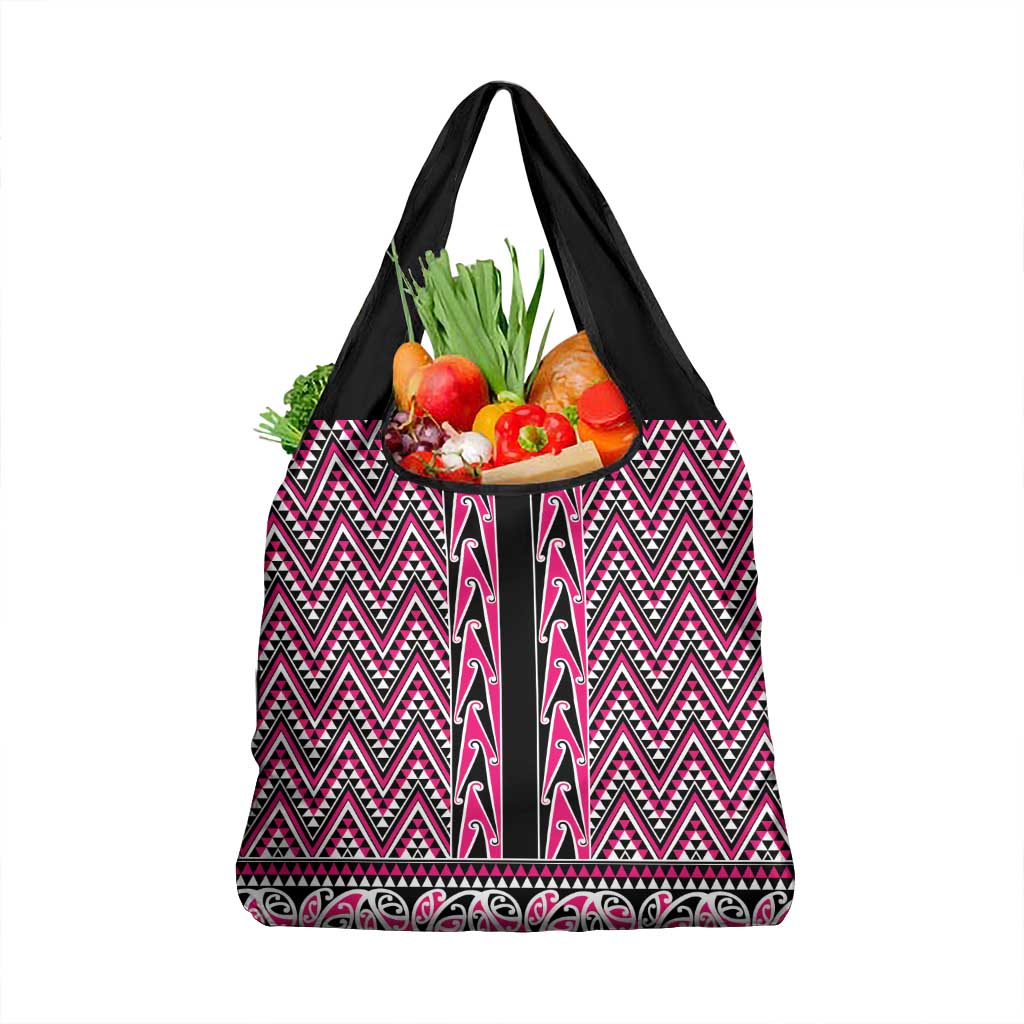 New Zealand Maori Niho Taniwha Grocery Bag Mawhero Mangopare and Puhoro Pattern