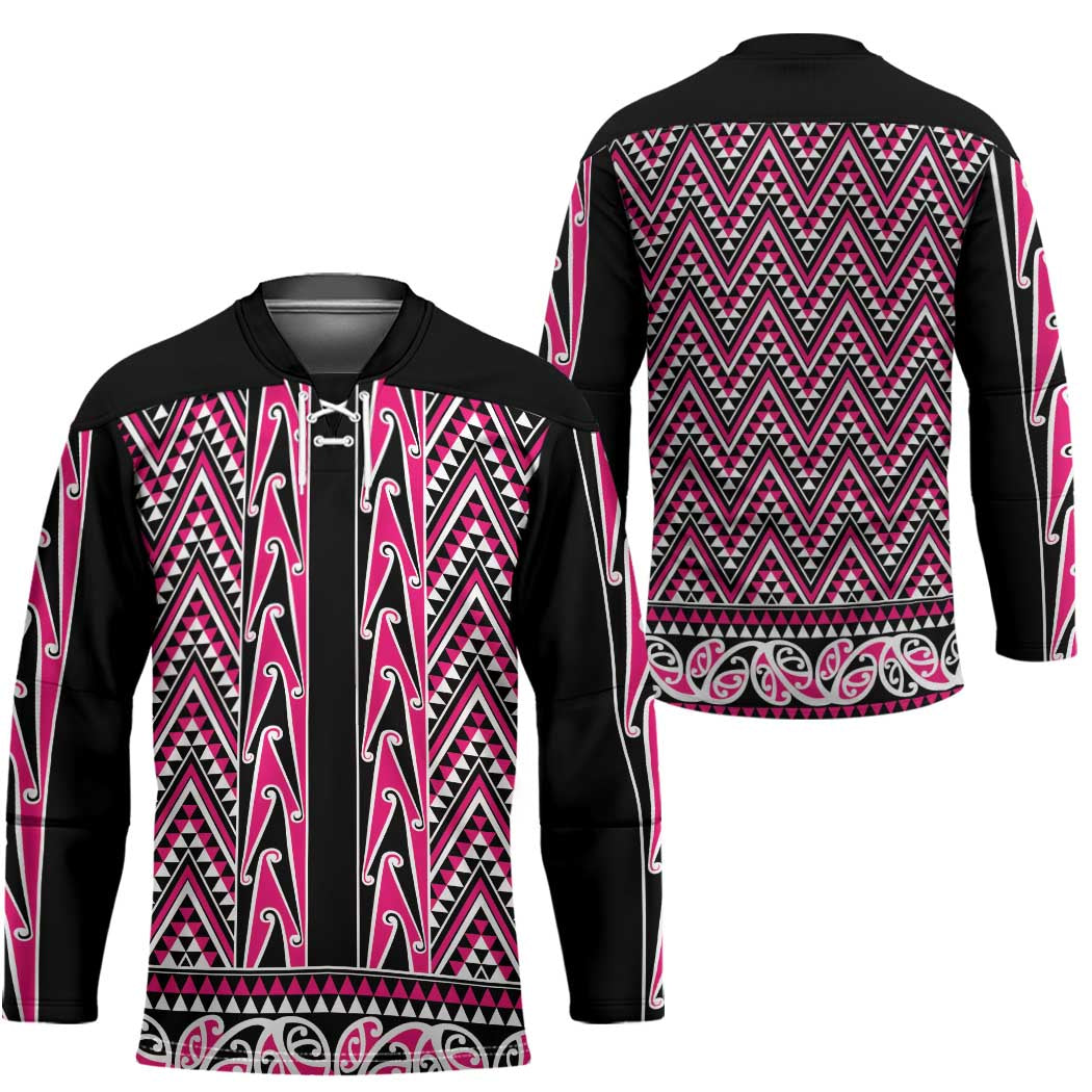 New Zealand Maori Niho Taniwha Hockey Jersey Mawhero Mangopare and Puhoro Pattern - Polynesian Pride