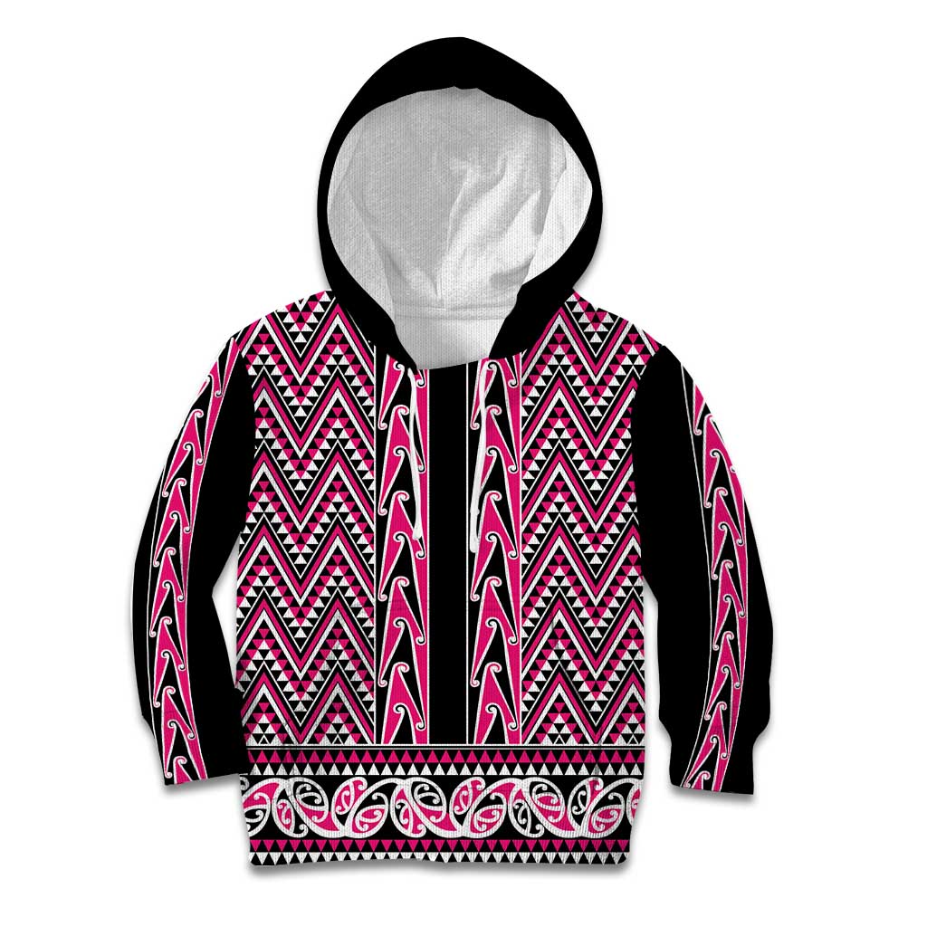 New Zealand Maori Niho Taniwha Kid Hoodie Mawhero Mangopare and Puhoro Pattern LT9 Hoodie Pink - Polynesian Pride