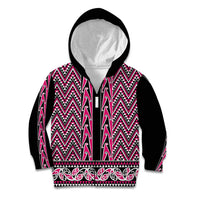 New Zealand Maori Niho Taniwha Kid Hoodie Mawhero Mangopare and Puhoro Pattern LT9 Zip Hoodie Pink - Polynesian Pride