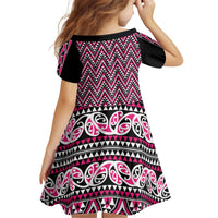 New Zealand Maori Niho Taniwha Kid Short Sleeve Dress Mawhero Mangopare and Puhoro Pattern