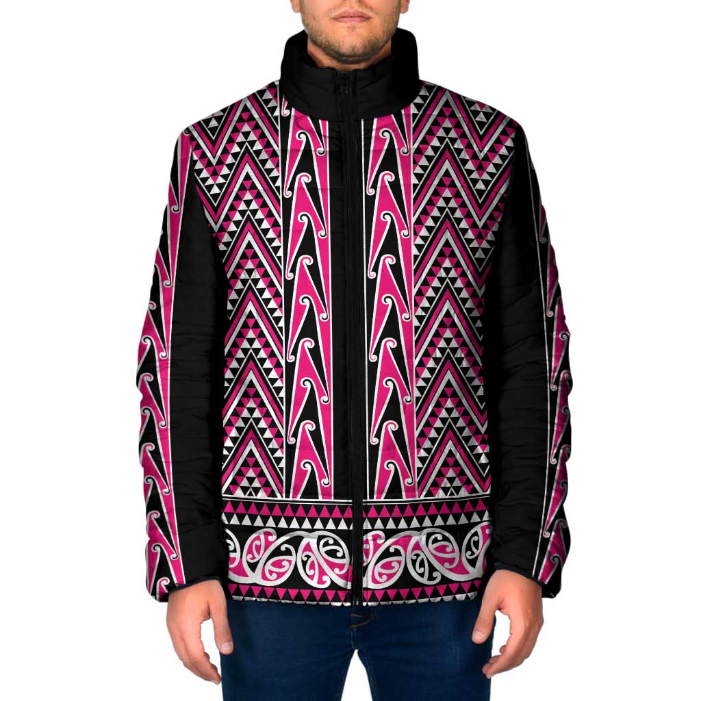 New Zealand Maori Niho Taniwha Padded Jacket Mawhero Mangopare and Puhoro Pattern - Polynesian Pride