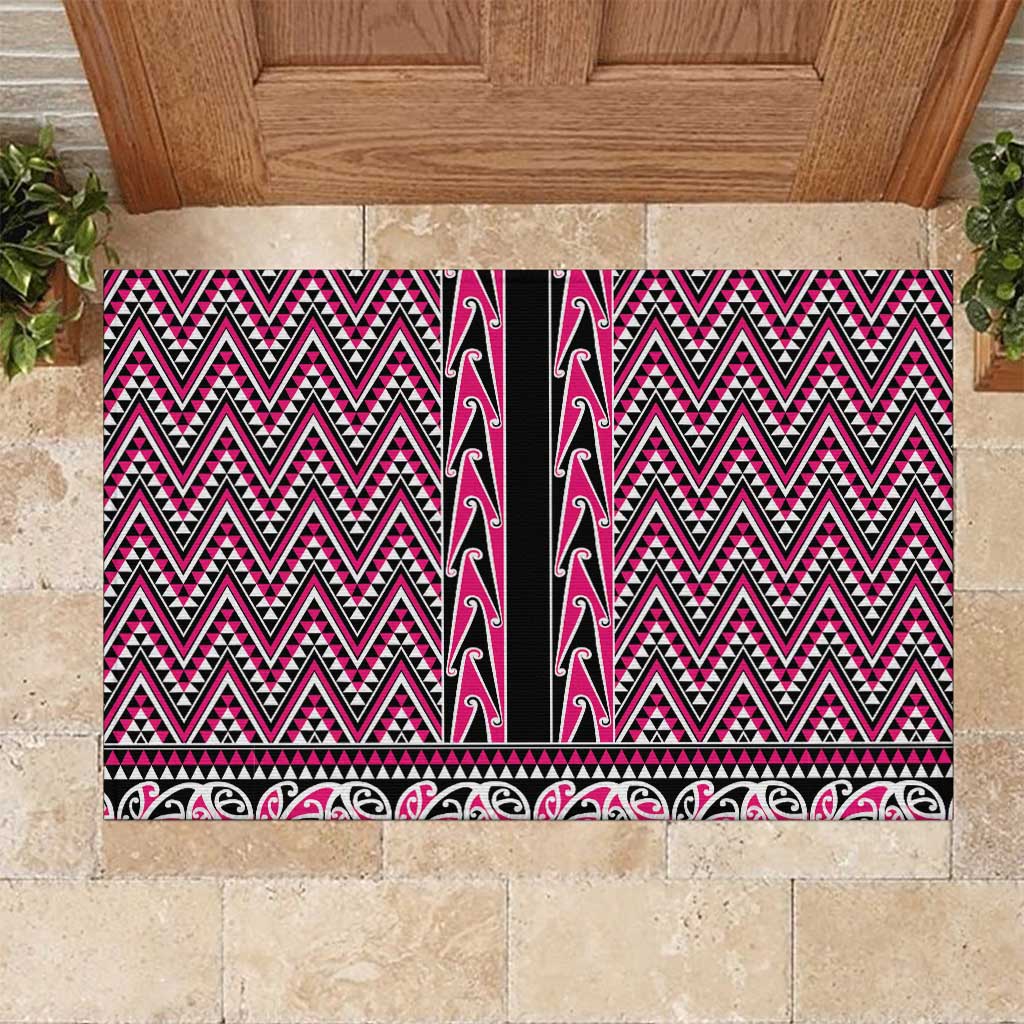 New Zealand Maori Niho Taniwha Rubber Doormat Mawhero Mangopare and Puhoro Pattern