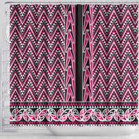 New Zealand Maori Niho Taniwha Shower Curtain Mawhero Mangopare and Puhoro Pattern