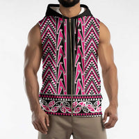 New Zealand Maori Niho Taniwha Sleeveless Zip Hoodie Mawhero Mangopare and Puhoro Pattern - Polynesian Pride