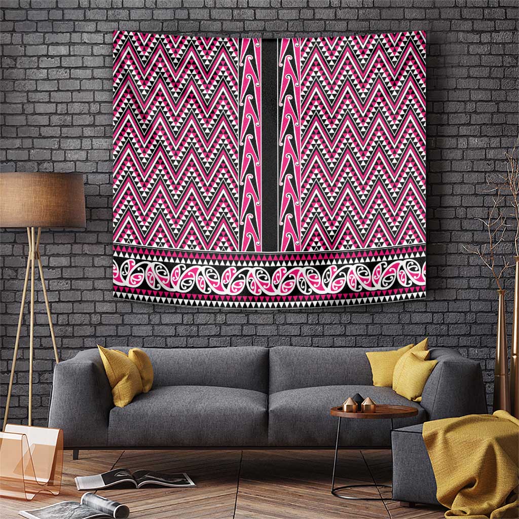 New Zealand Maori Niho Taniwha Tapestry Mawhero Mangopare and Puhoro Pattern LT9 Pink - Polynesian Pride