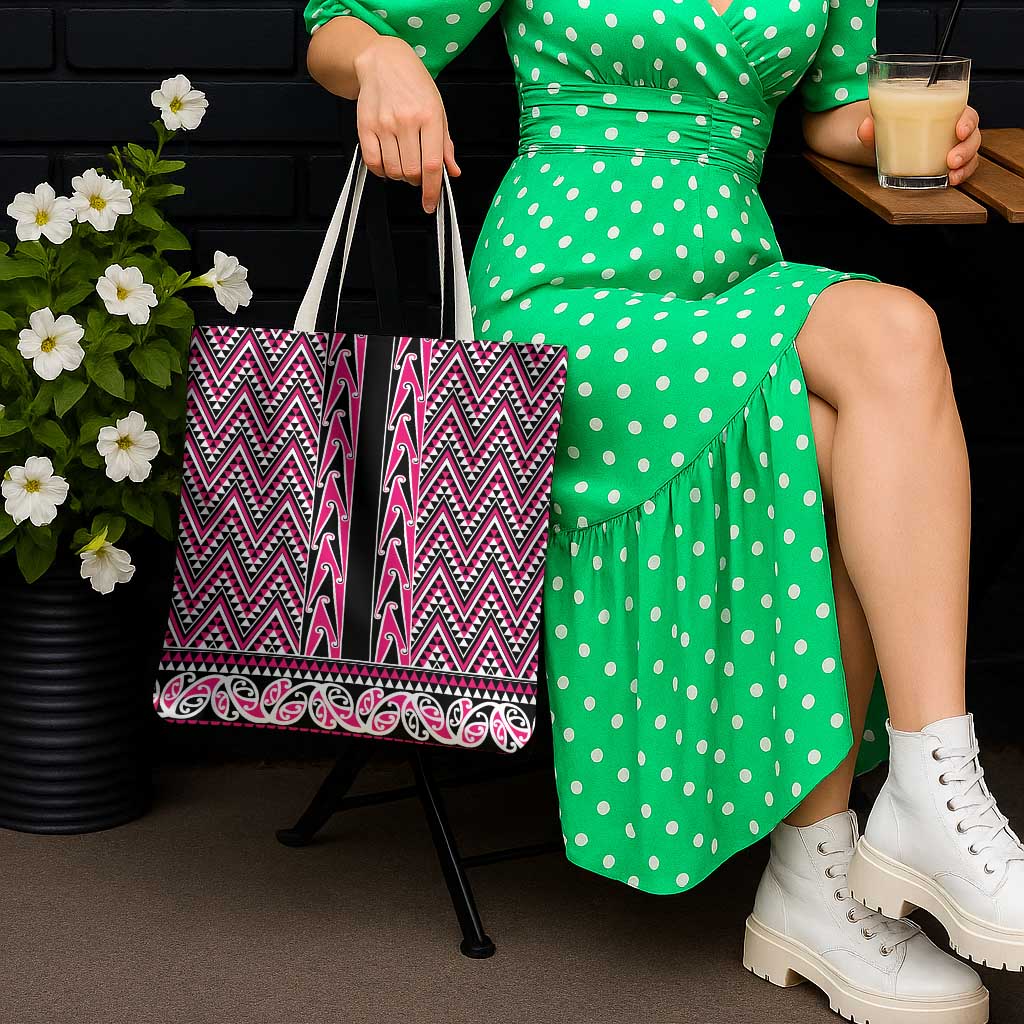 New Zealand Maori Niho Taniwha Tote Bag Mawhero Mangopare and Puhoro Pattern - Polynesian Pride