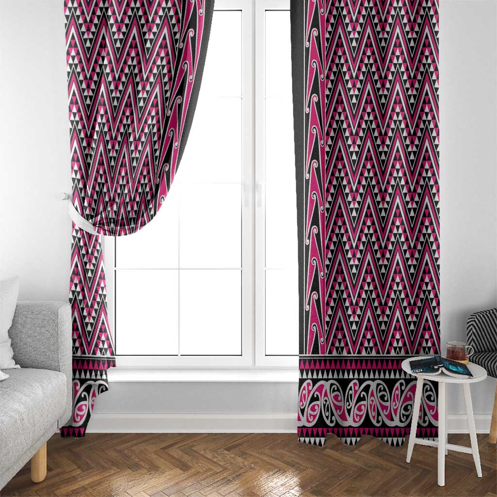 New Zealand Maori Niho Taniwha Window Curtain Mawhero Mangopare and Puhoro Pattern