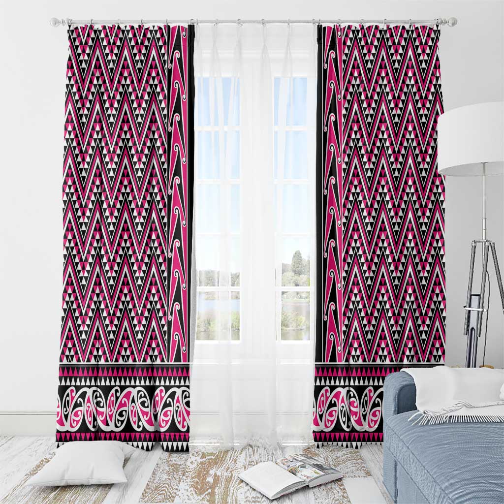 New Zealand Maori Niho Taniwha Window Curtain Mawhero Mangopare and Puhoro Pattern