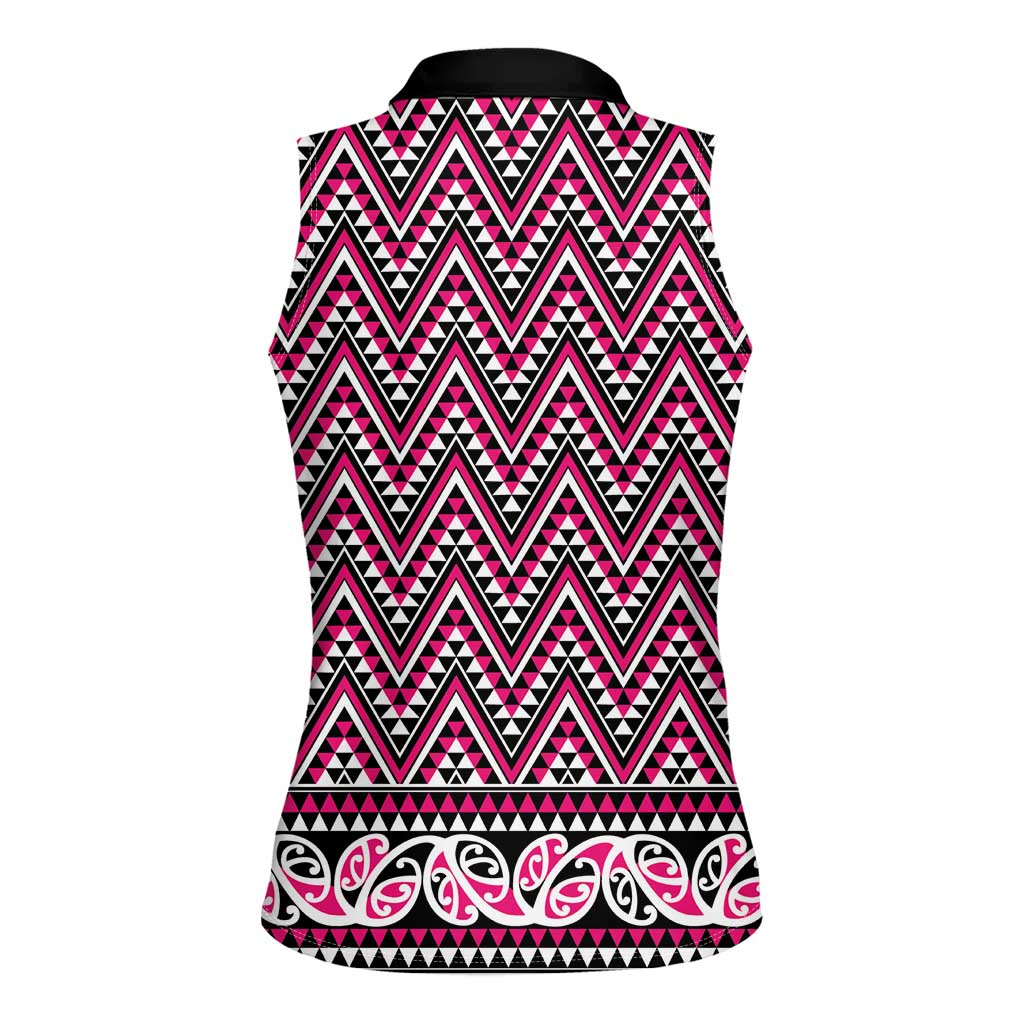 New Zealand Maori Niho Taniwha Women Sleeveless Polo Shirt Mawhero Mangopare and Puhoro Pattern LT9 - Polynesian Pride