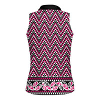 New Zealand Maori Niho Taniwha Women Sleeveless Polo Shirt Mawhero Mangopare and Puhoro Pattern LT9 - Polynesian Pride