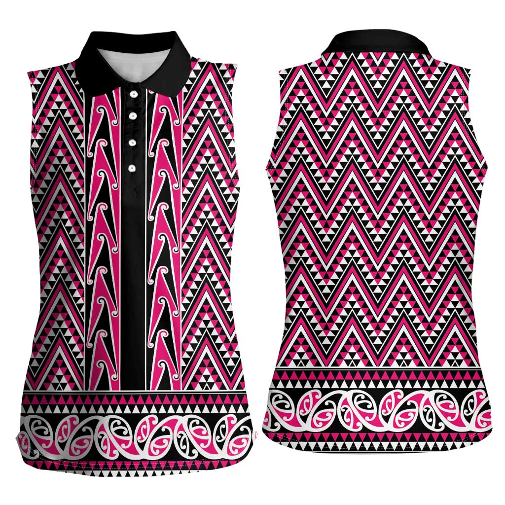 New Zealand Maori Niho Taniwha Women Sleeveless Polo Shirt Mawhero Mangopare and Puhoro Pattern LT9 - Polynesian Pride