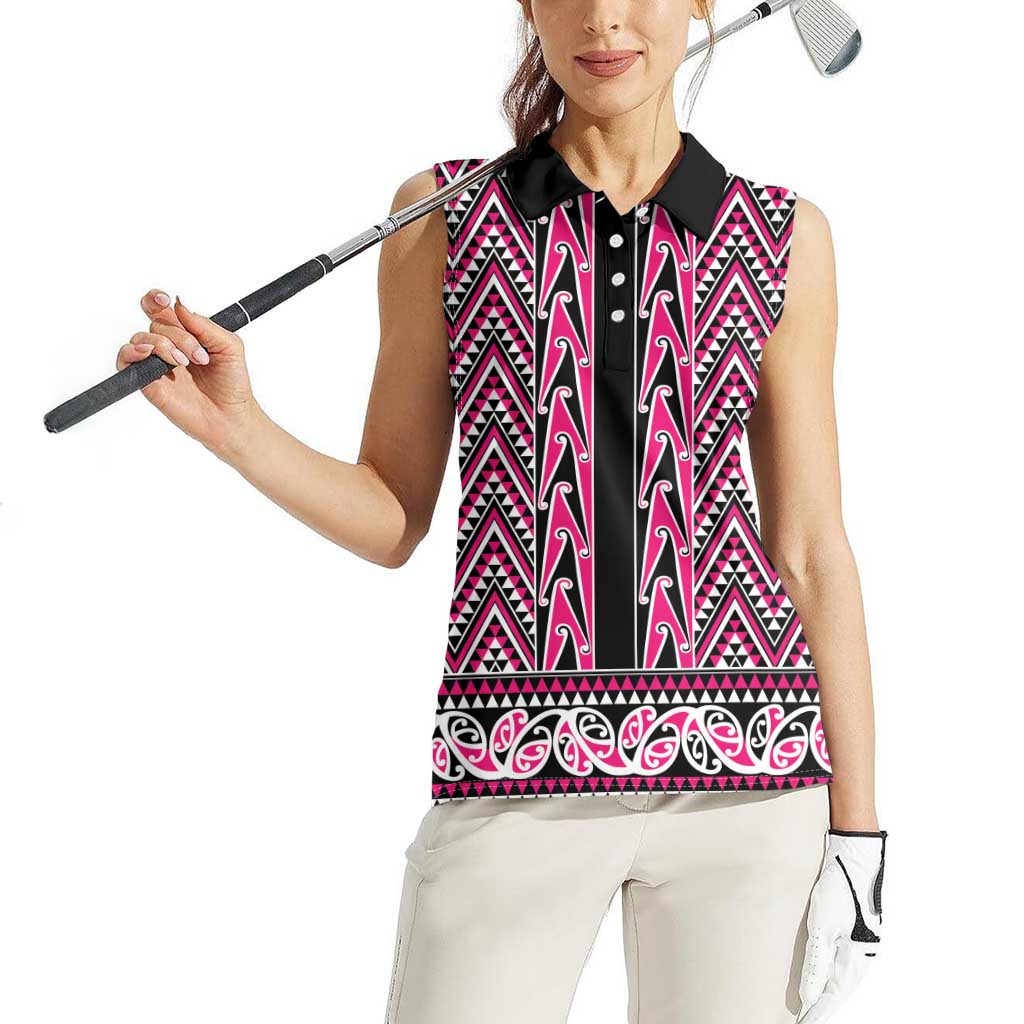 New Zealand Maori Niho Taniwha Women Sleeveless Polo Shirt Mawhero Mangopare and Puhoro Pattern LT9 - Polynesian Pride