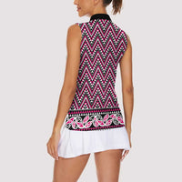 New Zealand Maori Niho Taniwha Women Sleeveless Polo Shirt Mawhero Mangopare and Puhoro Pattern LT9 - Polynesian Pride