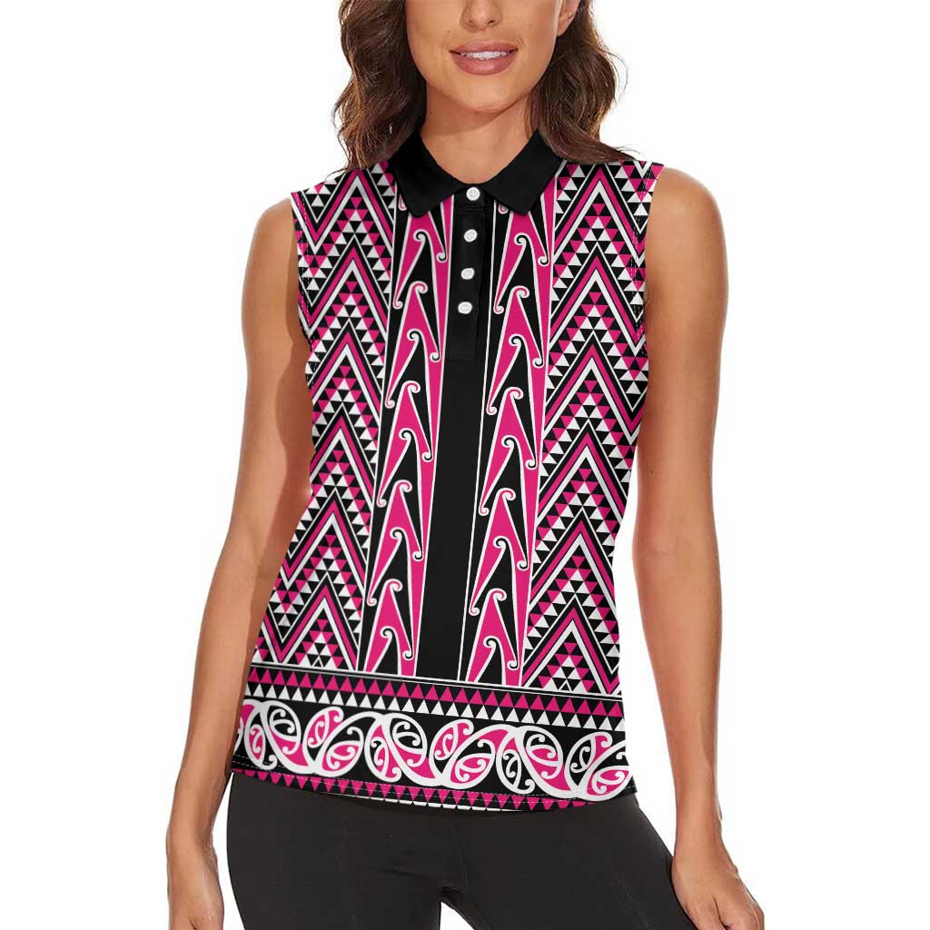 New Zealand Maori Niho Taniwha Women Sleeveless Polo Shirt Mawhero Mangopare and Puhoro Pattern LT9 - Polynesian Pride