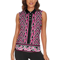 New Zealand Maori Niho Taniwha Women Sleeveless Polo Shirt Mawhero Mangopare and Puhoro Pattern LT9 - Polynesian Pride