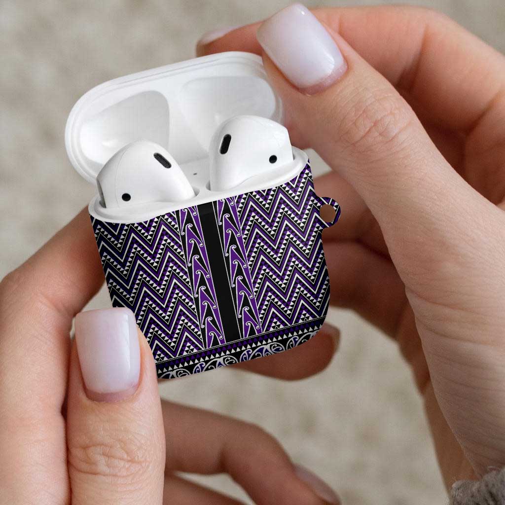 New Zealand Maori Niho Taniwha AirPods Case Waiporopo Mangopare and Puhoro Pattern - Polynesian Pride