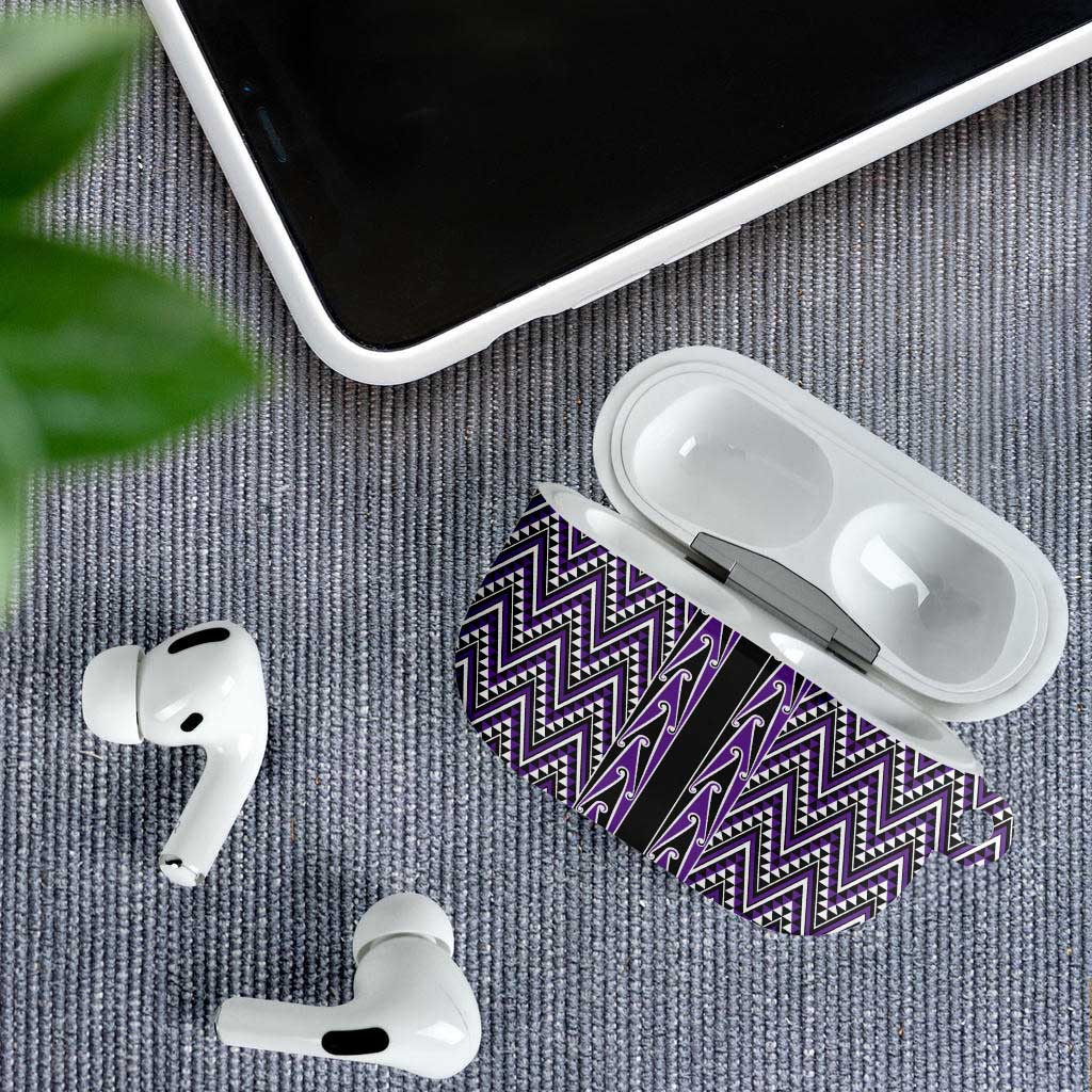 New Zealand Maori Niho Taniwha AirPods Case Waiporopo Mangopare and Puhoro Pattern - Polynesian Pride