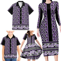 New Zealand Maori Niho Taniwha Family Matching Long Sleeve Bodycon Dress and Hawaiian Shirt Waiporopo Mangopare and Puhoro Pattern LT9 - Polynesian Pride