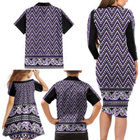 New Zealand Maori Niho Taniwha Family Matching Long Sleeve Bodycon Dress and Hawaiian Shirt Waiporopo Mangopare and Puhoro Pattern LT9 - Polynesian Pride