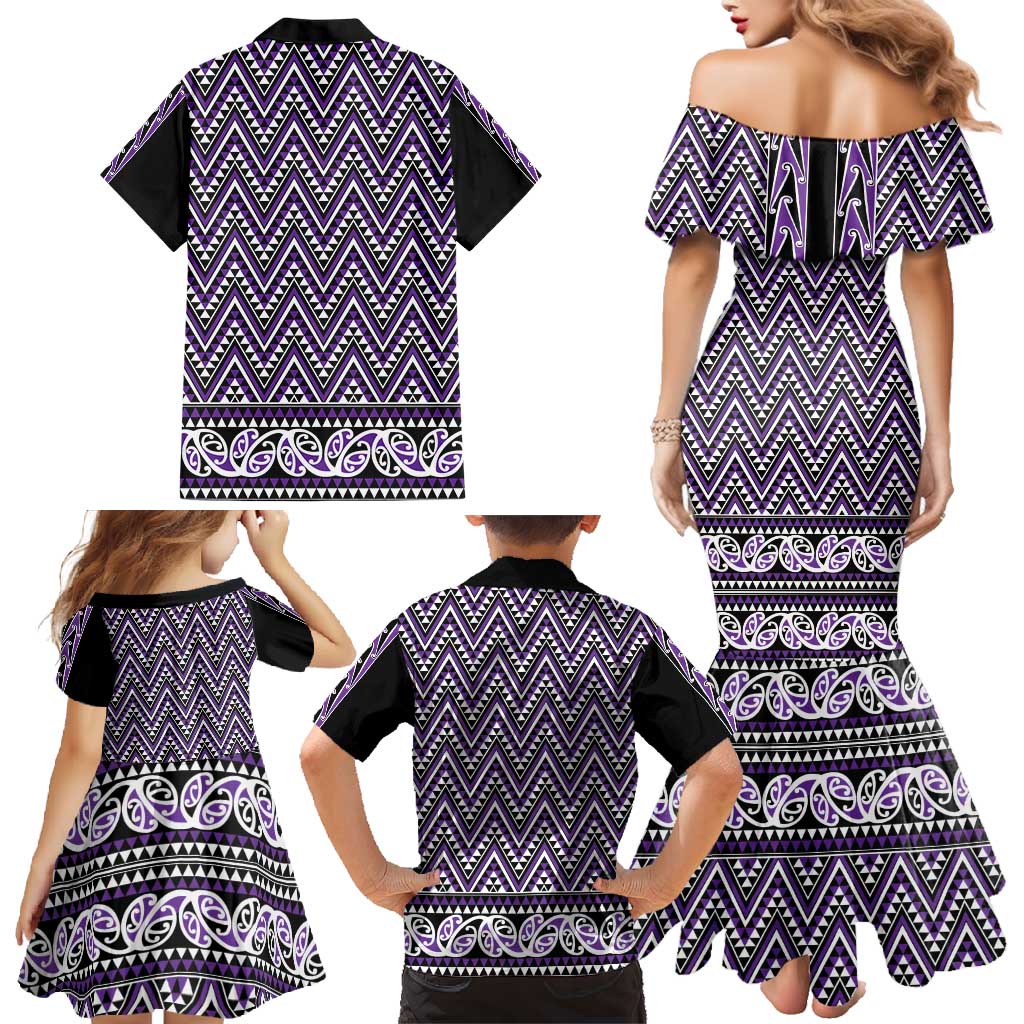 New Zealand Maori Niho Taniwha Family Matching Mermaid Dress and Hawaiian Shirt Waiporopo Mangopare and Puhoro Pattern LT9 - Polynesian Pride