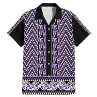 New Zealand Maori Niho Taniwha Family Matching Mermaid Dress and Hawaiian Shirt Waiporopo Mangopare and Puhoro Pattern LT9 Dad's Shirt - Short Sleeve Purple - Polynesian Pride