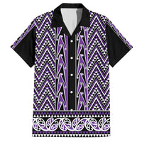 New Zealand Maori Niho Taniwha Family Matching Puletasi and Hawaiian Shirt Waiporopo Mangopare and Puhoro Pattern LT9 Dad's Shirt - Short Sleeve Purple - Polynesian Pride