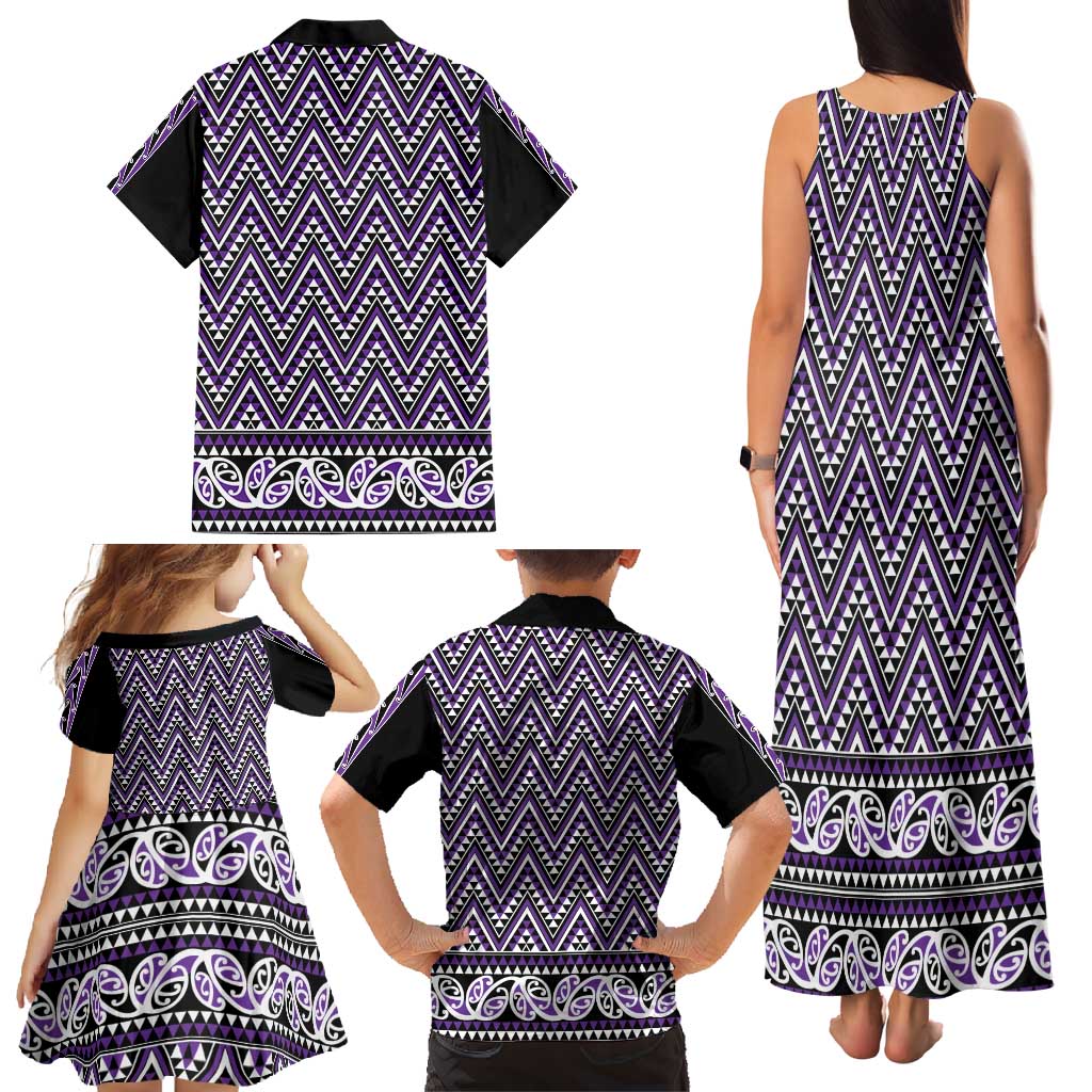New Zealand Maori Niho Taniwha Family Matching Tank Maxi Dress and Hawaiian Shirt Waiporopo Mangopare and Puhoro Pattern LT9 - Polynesian Pride