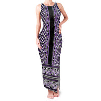 New Zealand Maori Niho Taniwha Family Matching Tank Maxi Dress and Hawaiian Shirt Waiporopo Mangopare and Puhoro Pattern LT9 Mom's Dress Purple - Polynesian Pride