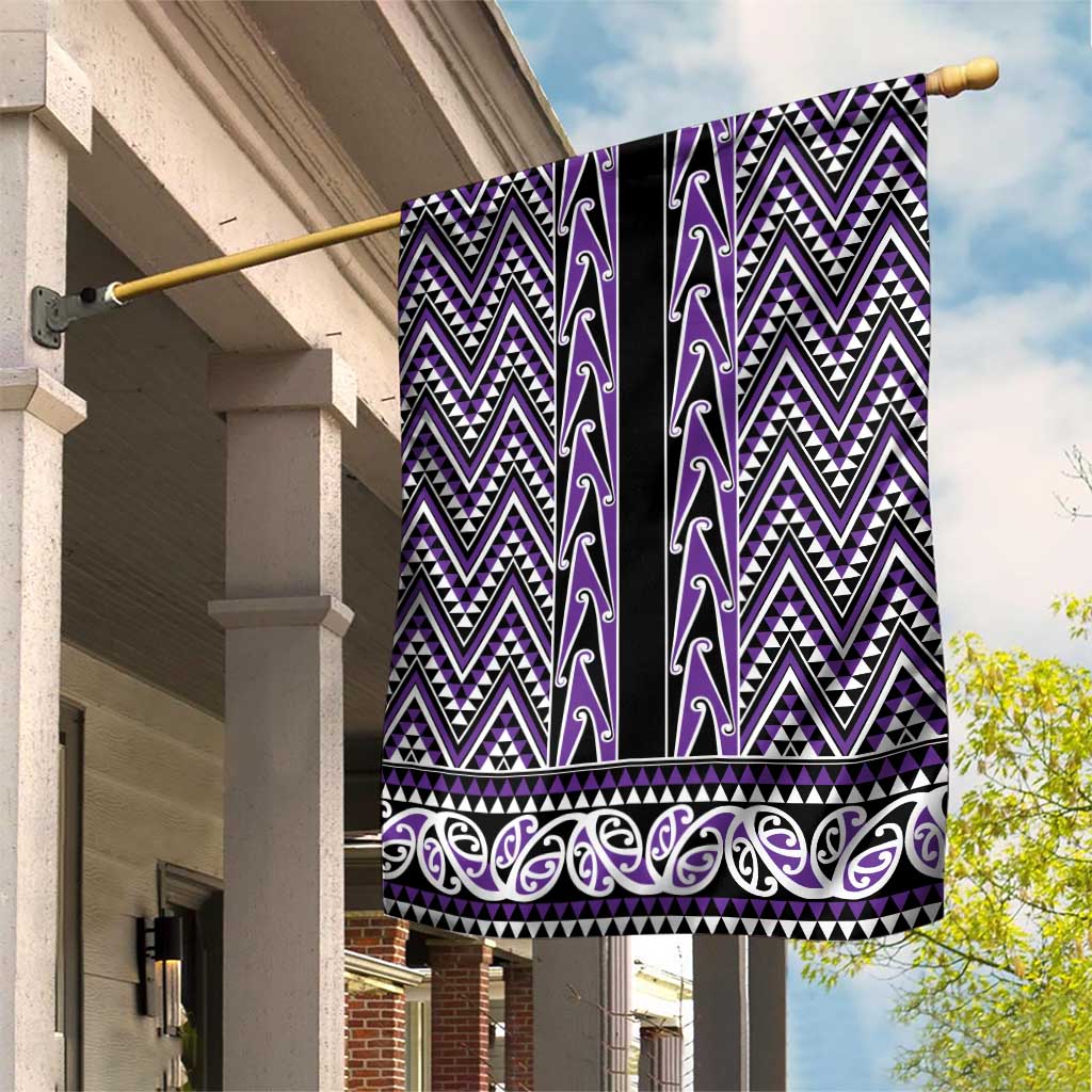 New Zealand Maori Niho Taniwha Garden Flag Waiporopo Mangopare and Puhoro Pattern