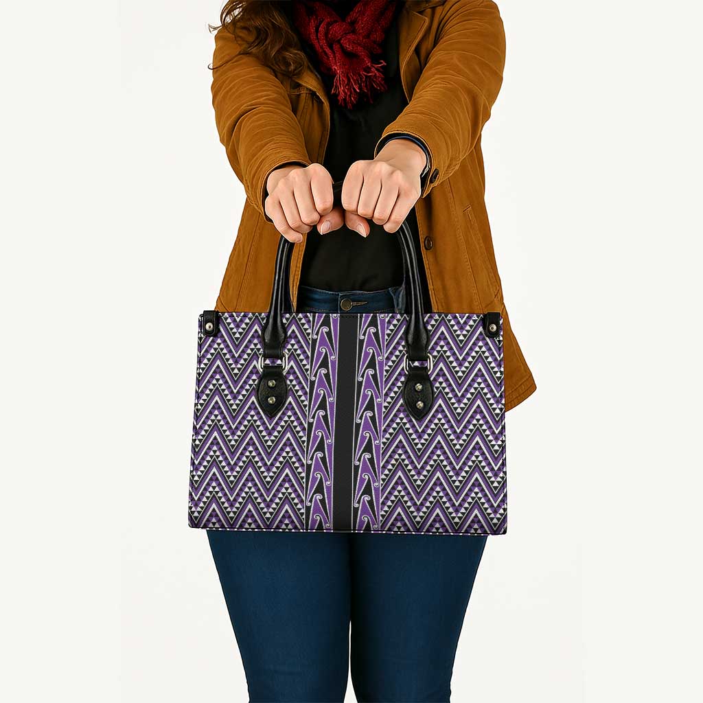 New Zealand Maori Niho Taniwha Leather Bag Waiporopo Mangopare and Puhoro Pattern - Polynesian Pride