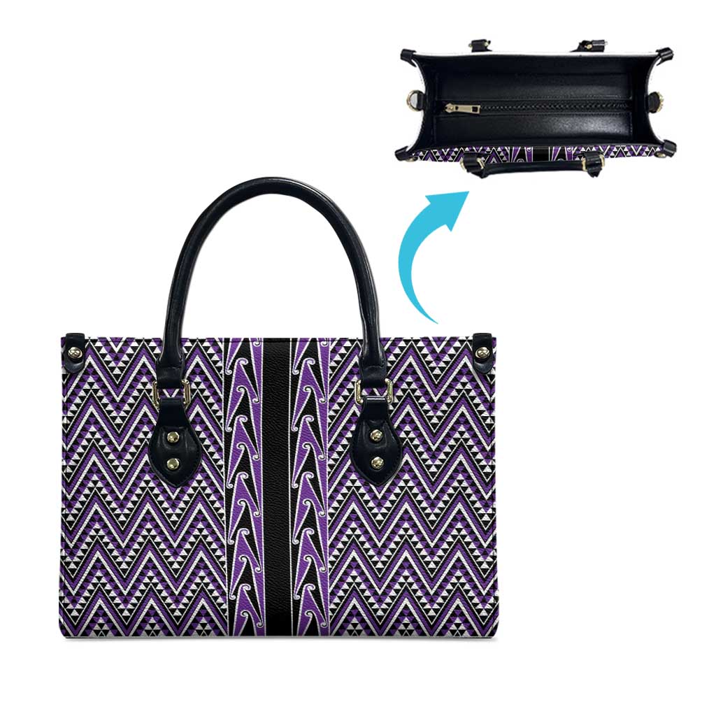 New Zealand Maori Niho Taniwha Leather Bag Waiporopo Mangopare and Puhoro Pattern - Polynesian Pride