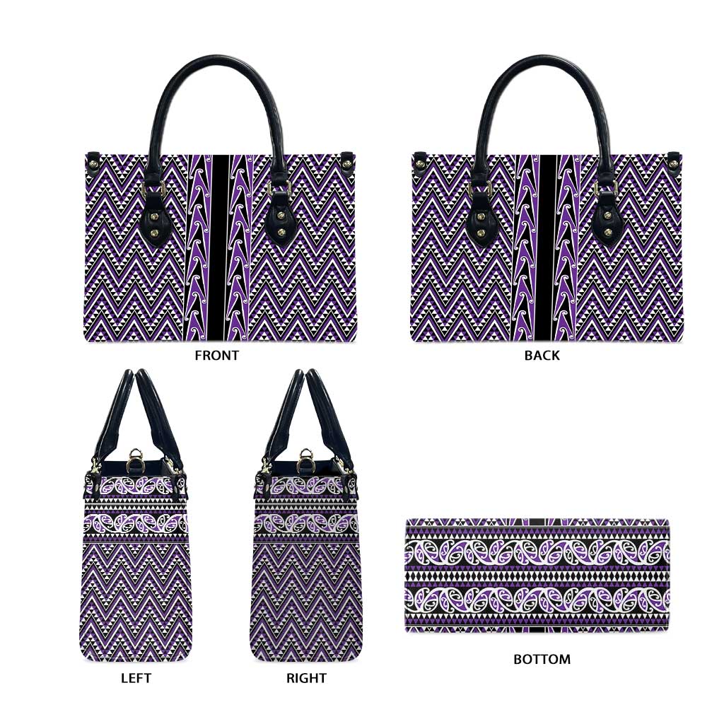 New Zealand Maori Niho Taniwha Leather Bag Waiporopo Mangopare and Puhoro Pattern - Polynesian Pride