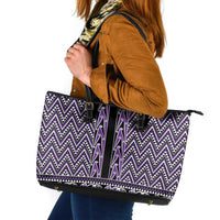 New Zealand Maori Niho Taniwha Leather Tote Bag Waiporopo Mangopare and Puhoro Pattern