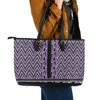 New Zealand Maori Niho Taniwha Leather Tote Bag Waiporopo Mangopare and Puhoro Pattern